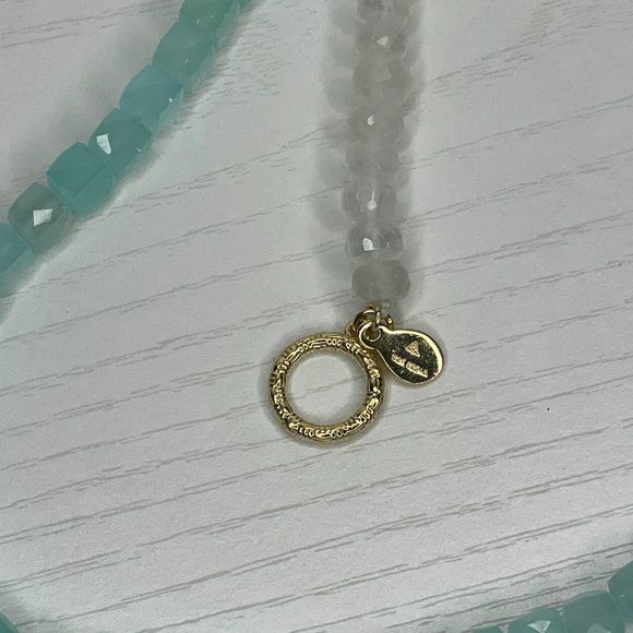 Rarities 2 Color Gold Plate Over .925 Sterling Silver Moonstone Bead Necklace - Picture 3 of 3